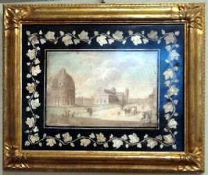 Dipinto su Scagliola " Veduta di Piazza dei MIracoli " Sec. XIX